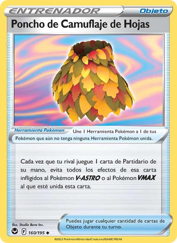Poncho de Camuflaje de Hojas 160 — Silver Tempest (Spanish Pokémon TCG card)