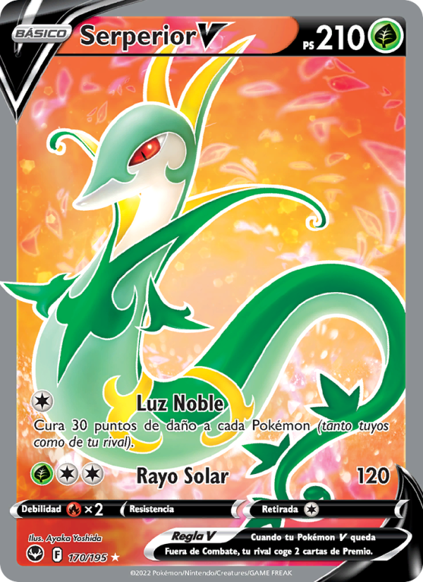 Serperior V 170 — Silver Tempest (Spanish Pokémon TCG card)