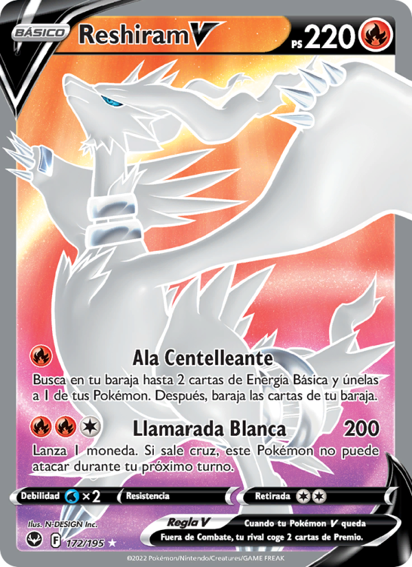 Reshiram V 172 — Silver Tempest (Spanish Pokémon TCG card)