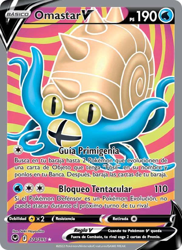 Omastar V 174 — Silver Tempest (Spanish Pokémon TCG card)