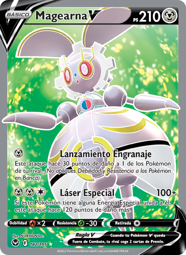 Magearna V 182 — Silver Tempest (Spanish Pokémon TCG card)