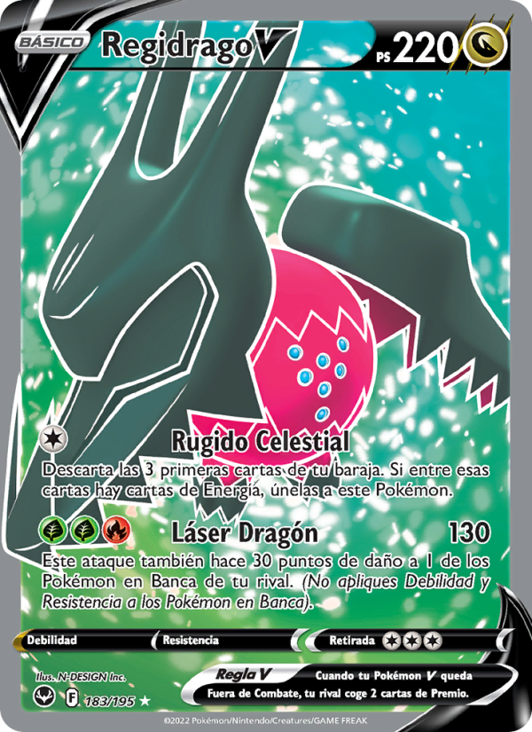 Regidrago V 183 — Silver Tempest (Spanish Pokémon TCG card)