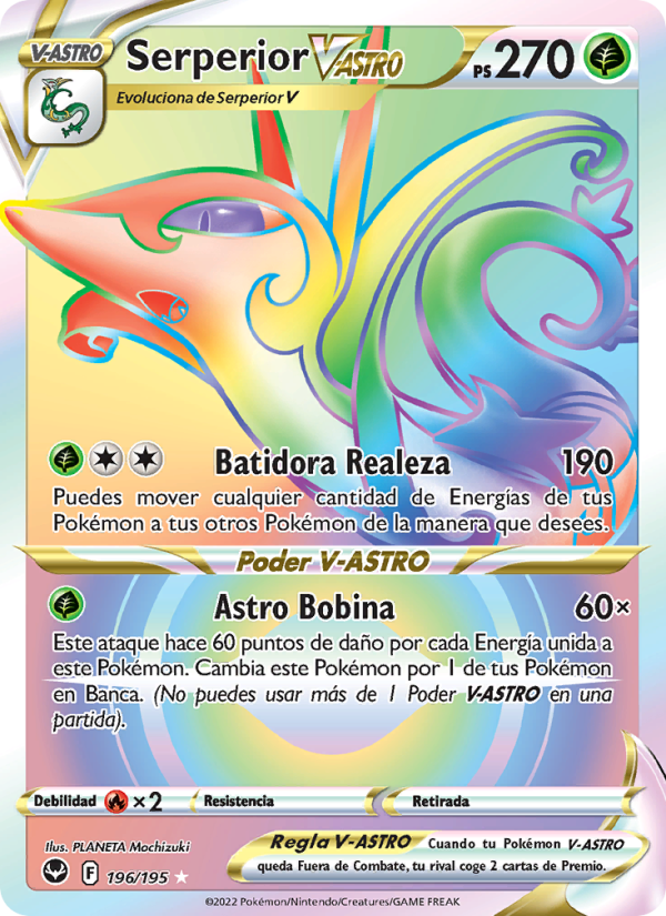 Serperior V-ASTRO 196 — Silver Tempest (Spanish Pokémon TCG card)