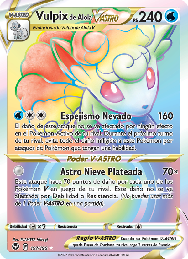 Vulpix de Alola V-ASTRO 197 — Silver Tempest (Spanish Pokémon TCG card)
