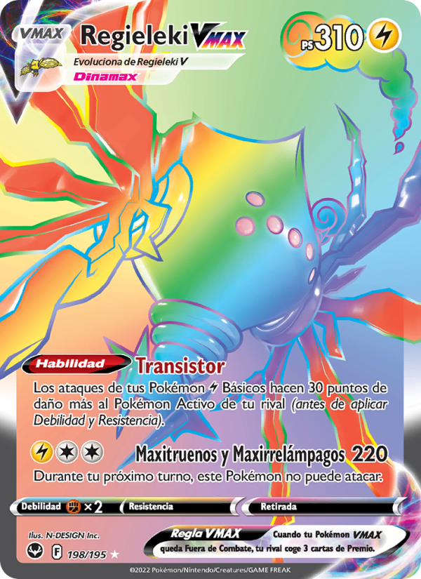 Regieleki VMAX 198 — Silver Tempest (Spanish Pokémon TCG card)