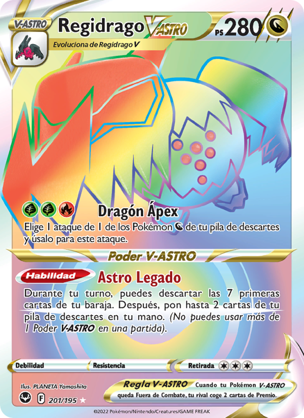 Regidrago V-ASTRO 201 — Silver Tempest (Spanish Pokémon TCG card)