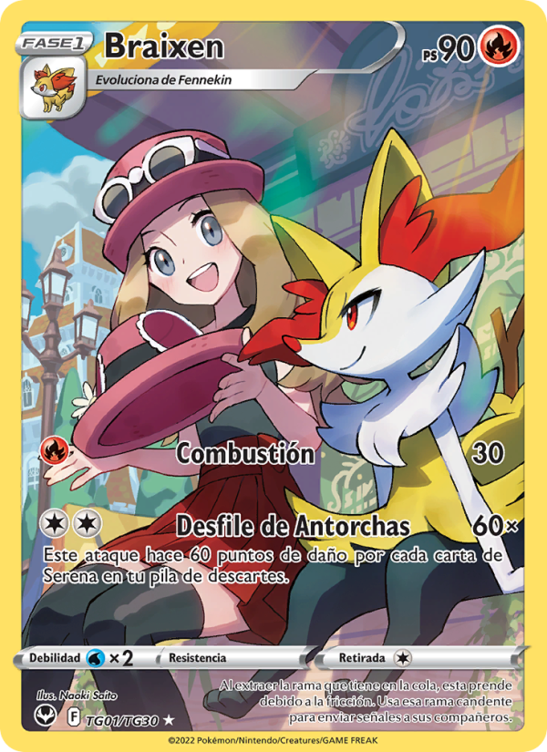 Braixen TG01 — Silver Tempest (Spanish Pokémon TCG card)
