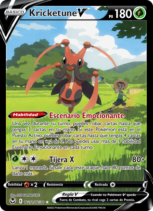 Kricketune V TG12 — Silver Tempest (Spanish Pokémon TCG card)