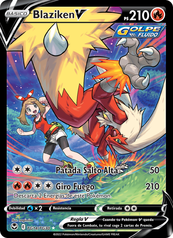 Blaziken V TG14 — Silver Tempest (Spanish Pokémon TCG card)
