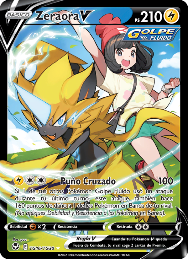 Zeraora V TG16 — Silver Tempest (Spanish Pokémon TCG card)
