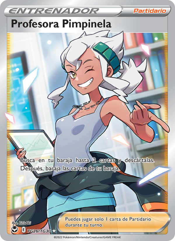 Profesora Pimpinela TG26 — Silver Tempest (Spanish Pokémon TCG card)