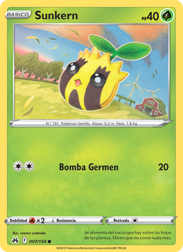 Sunkern 007 — Zenit der Könige (Spanish Pokémon TCG card)