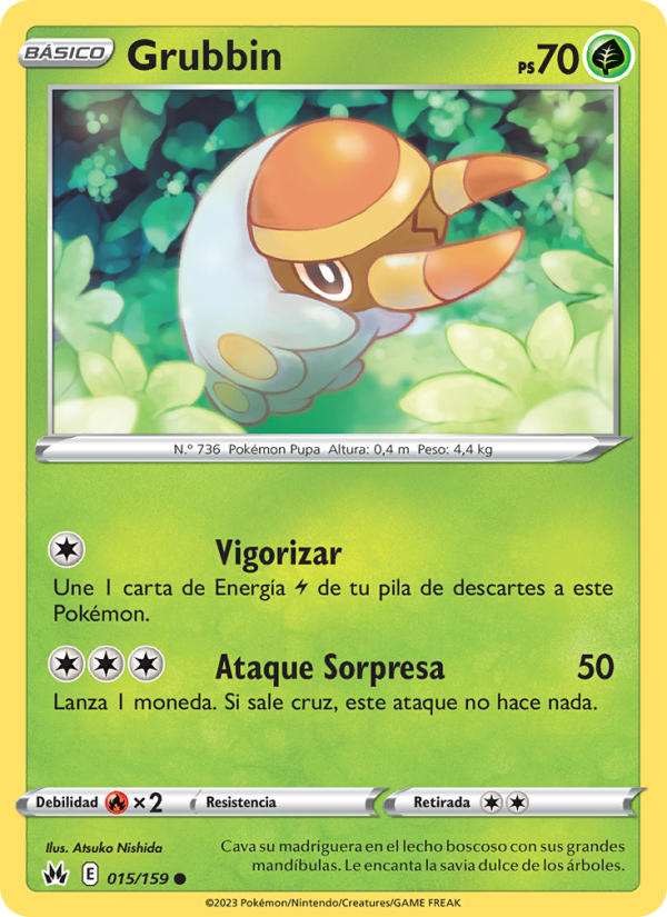 Grubbin 015 — Zenit der Könige (Spanish Pokémon TCG card)
