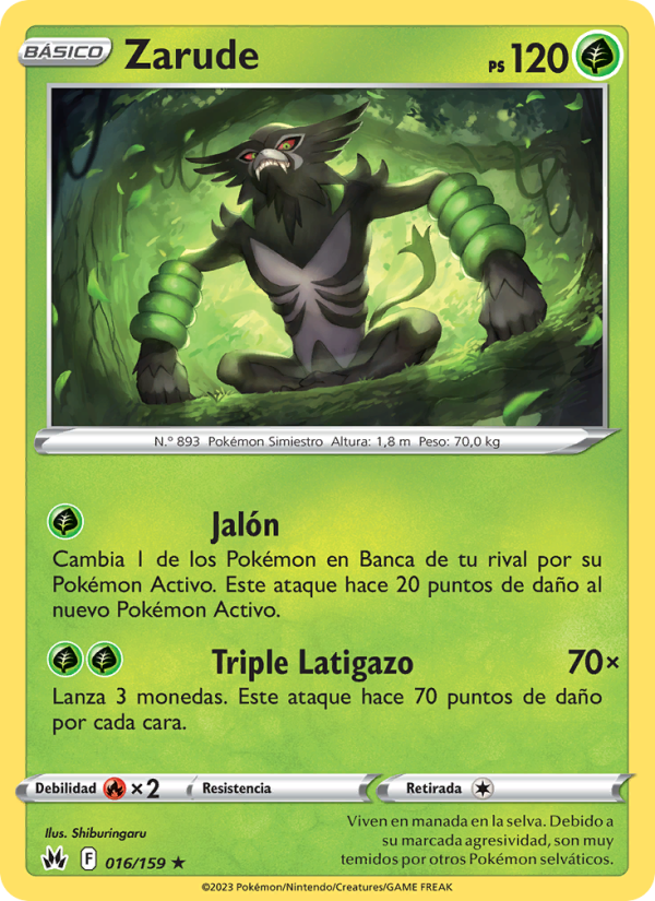 Zarude 016 — Zenit der Könige (Spanish Pokémon TCG card)