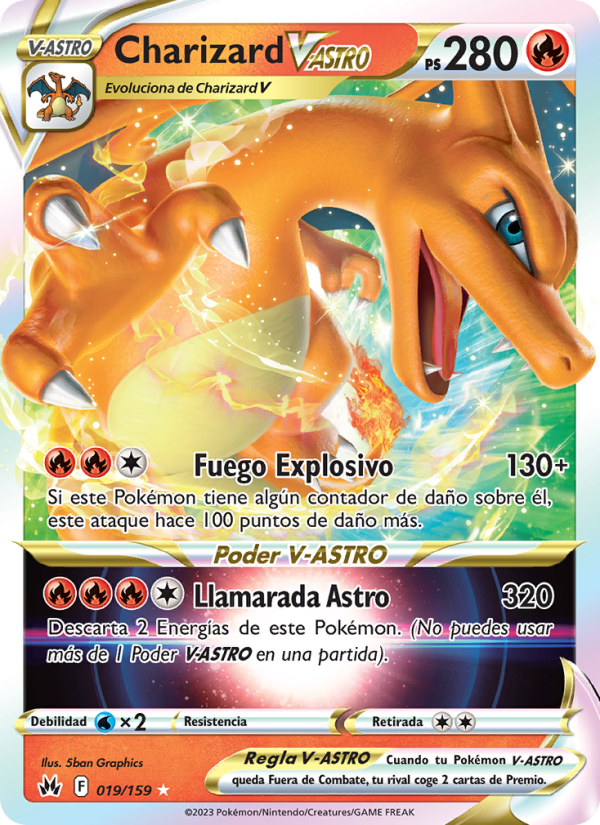 Charizard V-ASTRO 019 — Zenit der Könige (Spanish Pokémon TCG card)