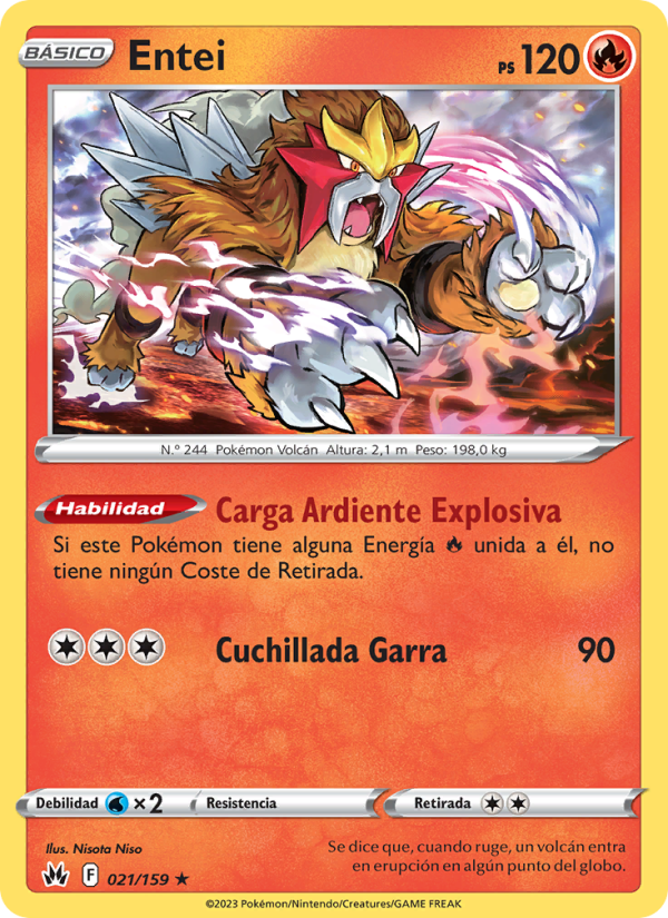 Entei 021 — Zenit der Könige (Spanish Pokémon TCG card)