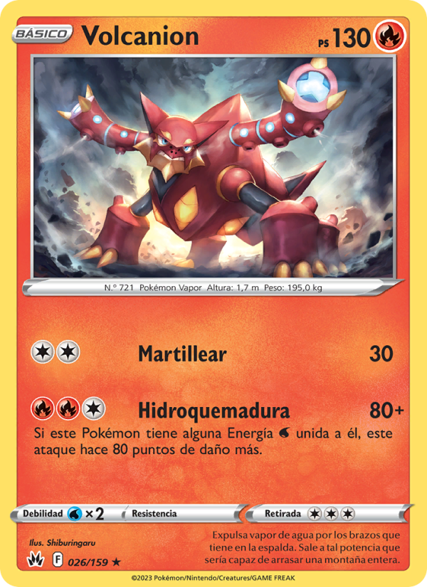 Volcanion 026 — Zenit der Könige (Spanish Pokémon TCG card)