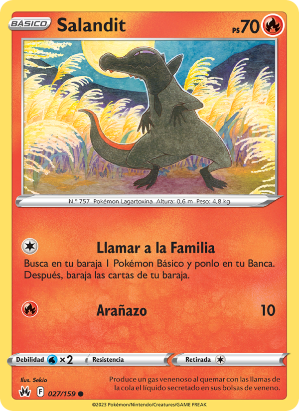 Salandit 027 — Zenit der Könige (Spanish Pokémon TCG card)