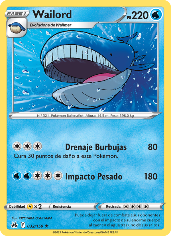 Wailord 032 — Zenit der Könige (Spanish Pokémon TCG card)