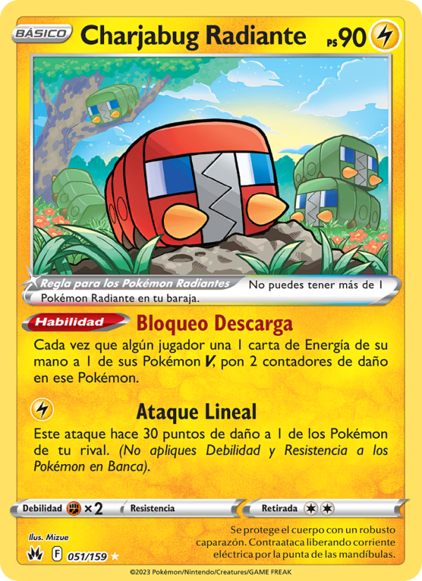 Charjabug Radiante 051 — Zenit der Könige (Spanish Pokémon TCG card)