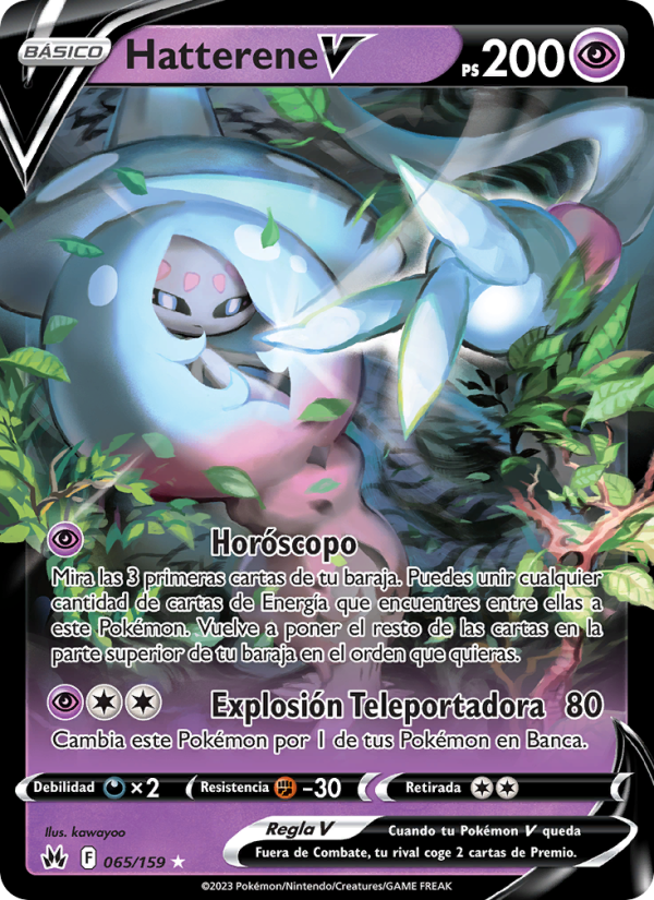 Hatterene V 065 — Zenit der Könige (Spanish Pokémon TCG card)