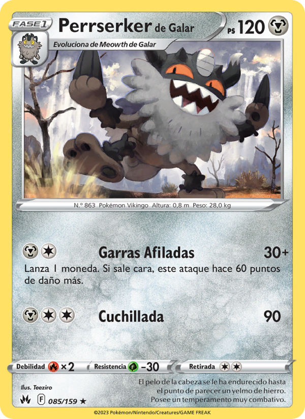 Perrserker de Galar 085 — Zenit der Könige (Spanish Pokémon TCG card)