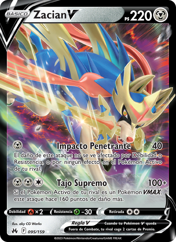 Zacian V 095 — Zenit der Könige (Spanish Pokémon TCG card)