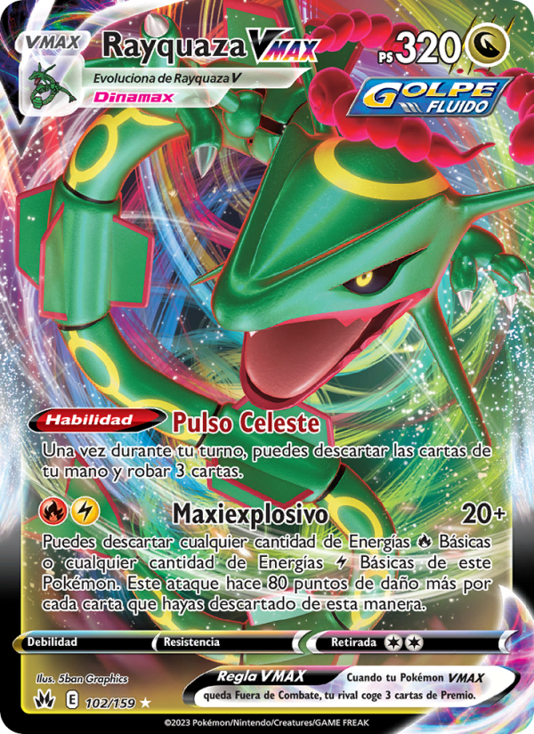 Rayquaza VMAX 102 — Zenit der Könige (Spanish Pokémon TCG card)