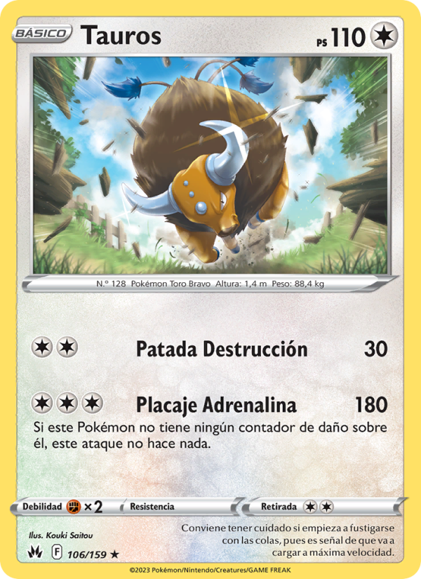 Tauros 106 — Zenit der Könige (Spanish Pokémon TCG card)