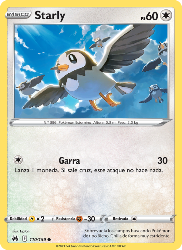 Starly 110 — Zenit der Könige (Spanish Pokémon TCG card)