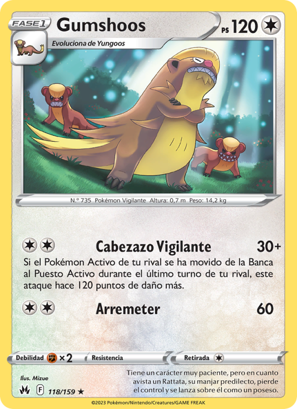 Gumshoos 118 — Zenit der Könige (Spanish Pokémon TCG card)