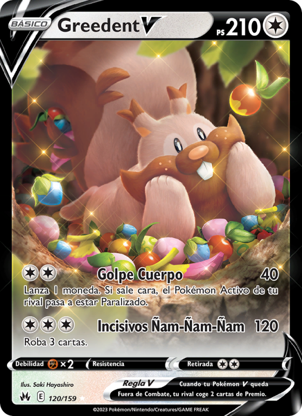 Greedent V 120 — Zenit der Könige (Spanish Pokémon TCG card)