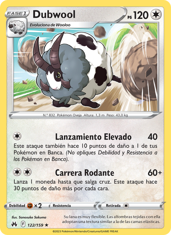 Dubwool 122 — Zenit der Könige (Spanish Pokémon TCG card)