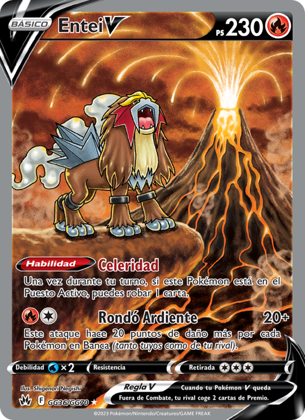 Entei V GG36 — Zenit der Könige (Spanish Pokémon TCG card)
