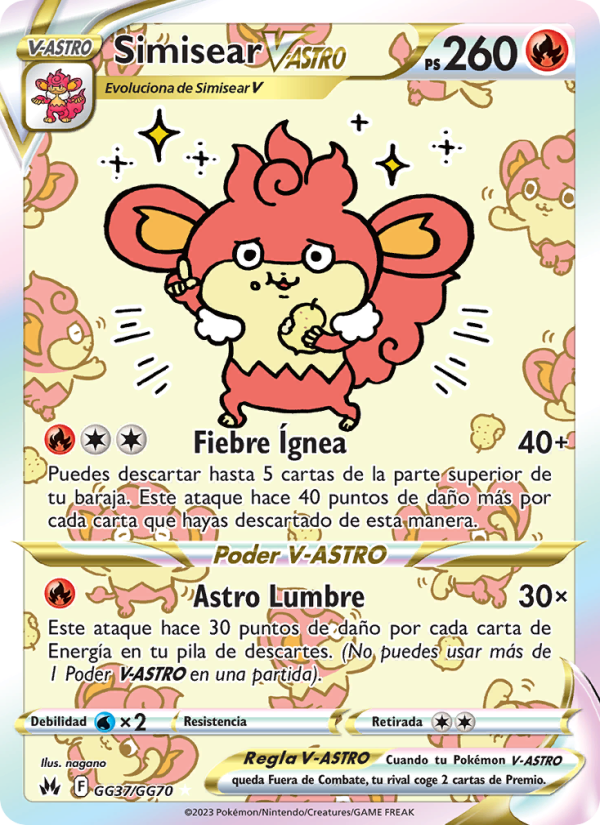 Simisear V-ASTRO GG37 — Zenit der Könige (Spanish Pokémon TCG card)