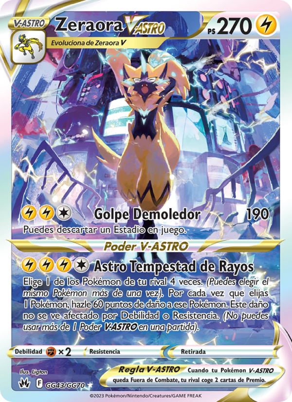 Zeraora V-ASTRO GG43 — Zenit der Könige (Spanish Pokémon TCG card)
