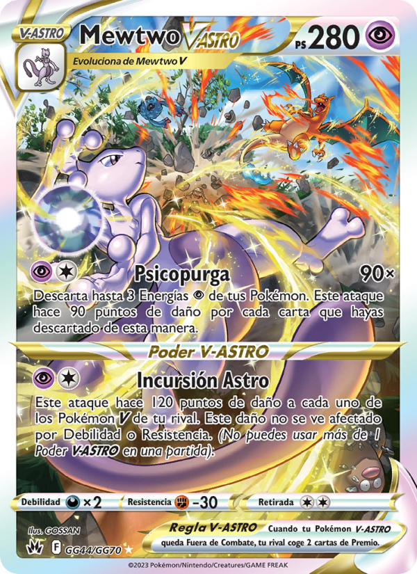 Mewtwo V-ASTRO GG44 — Zenit der Könige (Spanish Pokémon TCG card)