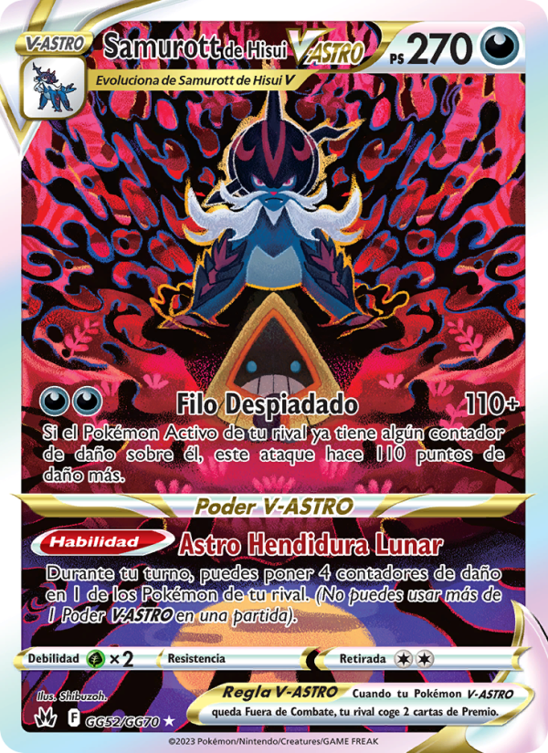 Samurott de Hisui V-ASTRO GG52 — Zenit der Könige (Spanish Pokémon TCG card)