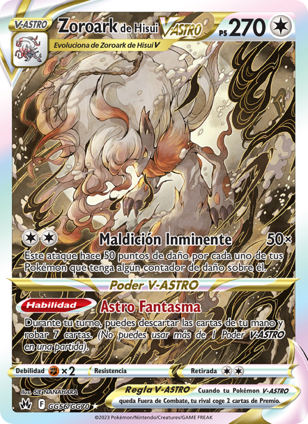 Zoroark de Hisui V-ASTRO GG56 — Zenit der Könige (Spanish Pokémon TCG card)
