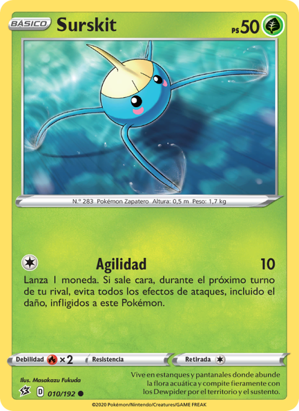 Surskit 10 — Rebel Clash (Spanish Pokémon TCG card)