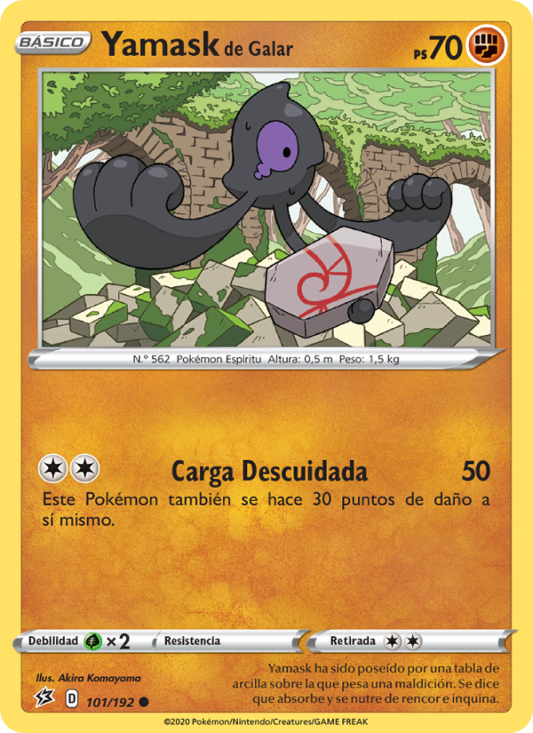 Yamask de Galar 101 — Rebel Clash (Spanish Pokémon TCG card)