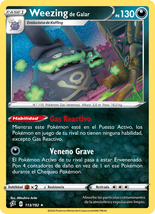 Weezing de Galar 113 — Rebel Clash (Spanish Pokémon TCG card)