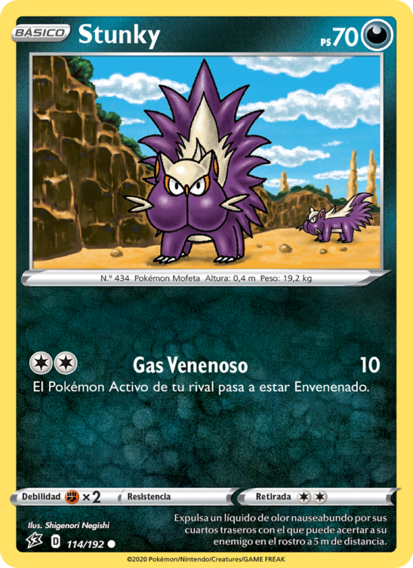Stunky 114 — Rebel Clash (Spanish Pokémon TCG card)