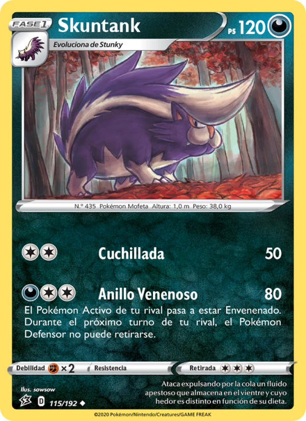 Skuntank 115 — Rebel Clash (Spanish Pokémon TCG card)