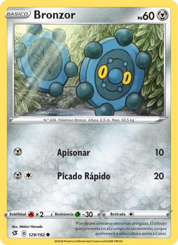 Bronzor 129 — Rebel Clash (Spanish Pokémon TCG card)