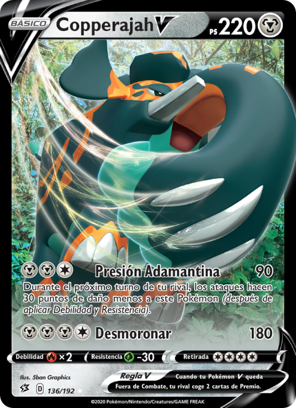 Copperajah V 136 — Rebel Clash (Spanish Pokémon TCG card)
