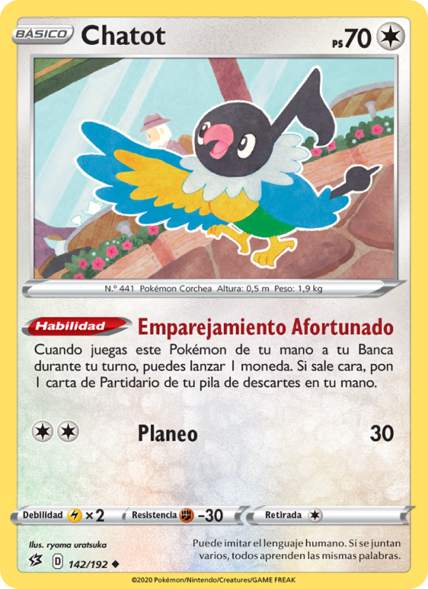 Chatot 142 — Rebel Clash (Spanish Pokémon TCG card)