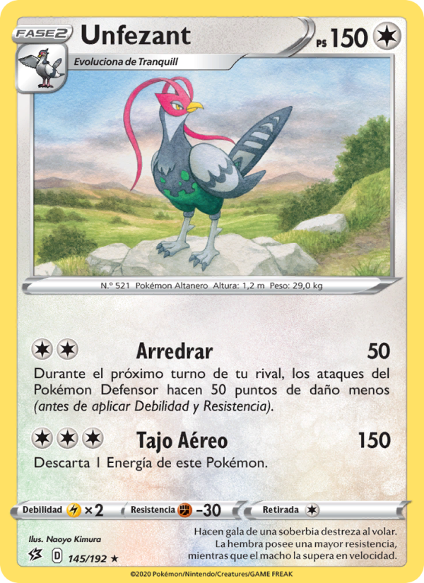 Unfezant 145 — Rebel Clash (Spanish Pokémon TCG card)