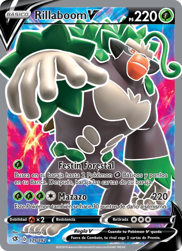 Rillaboom V 175 — Rebel Clash (Spanish Pokémon TCG card)