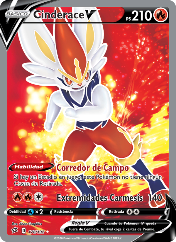 Cinderace V 178 — Rebel Clash (Spanish Pokémon TCG card)